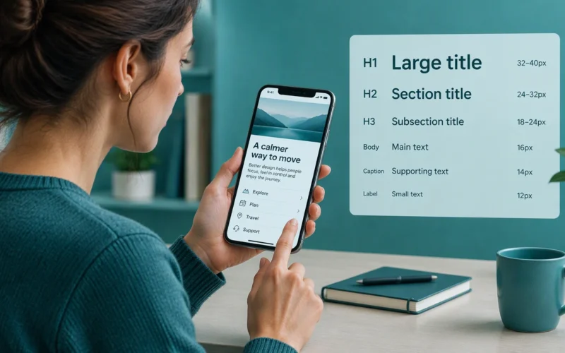 typography scale for product screens